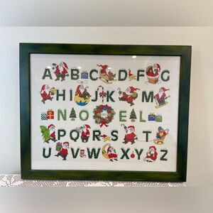 Christmas alphabet needlepoint frame || Christmas themed wall art || 2001’ Circa